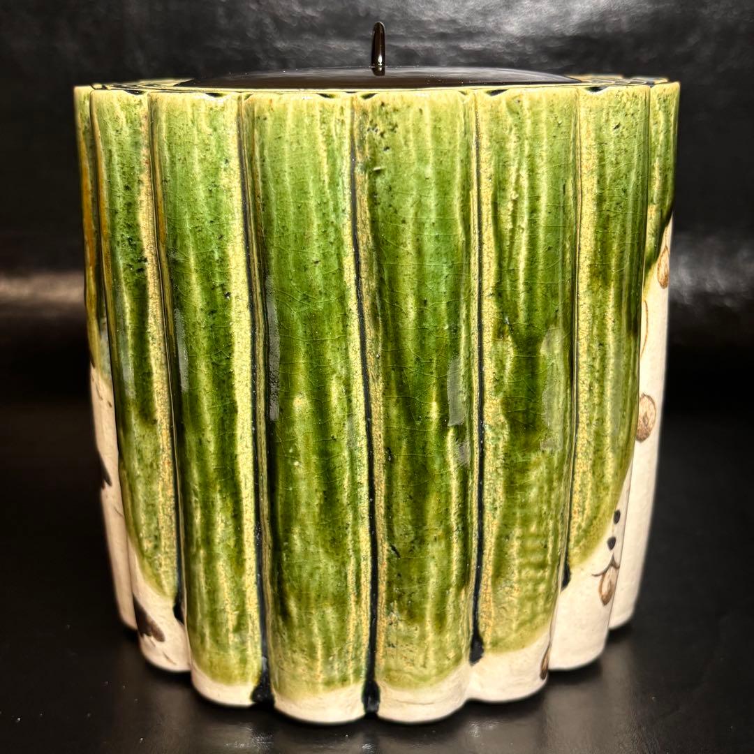 ★茶道具/陶磁器！織部 輪花 水指！『長谷川 青峯』造！共箱/紙箱付！★