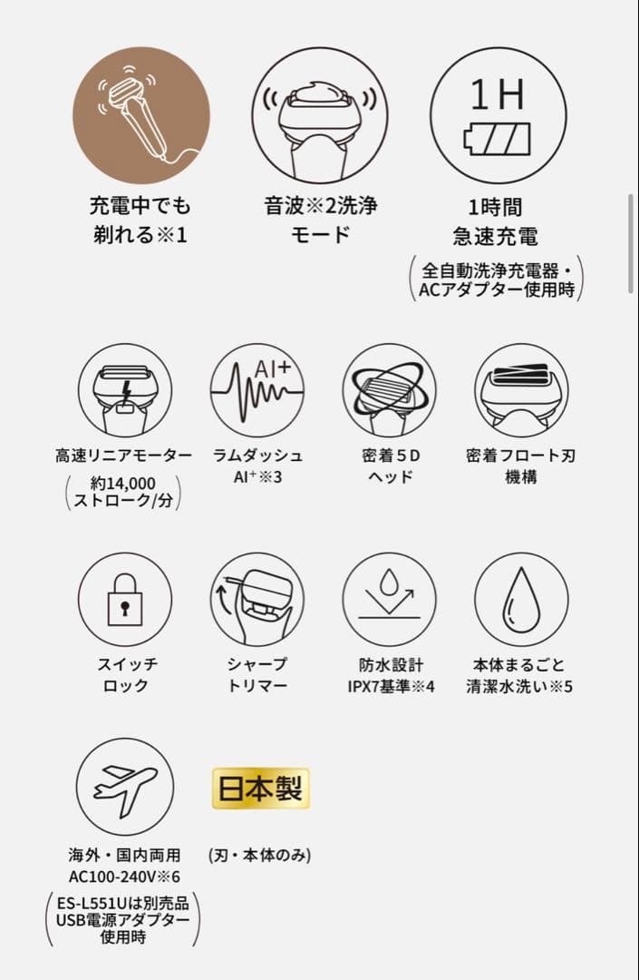 最終値下げLAMBDASH PRO5 メンズ電気シェーバー　ES-L571D-K