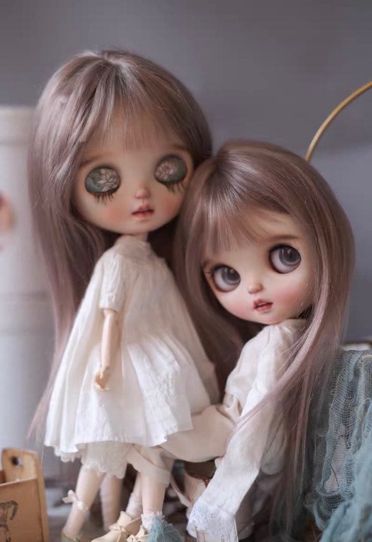 作家様製 モヘアウィッグ ブライス用 ナチュラルブラウン ＋アイチップおまけ
