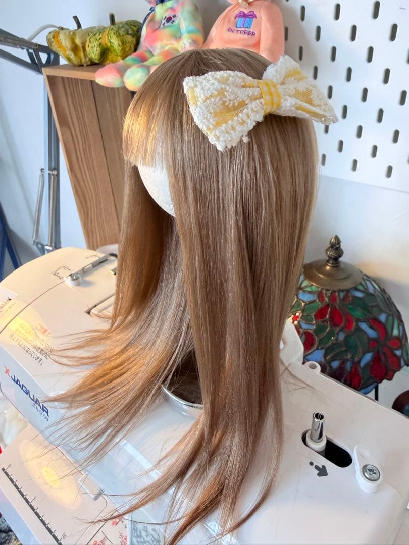 作家様製 モヘアウィッグ ブライス用 ナチュラルブラウン ＋アイチップおまけ