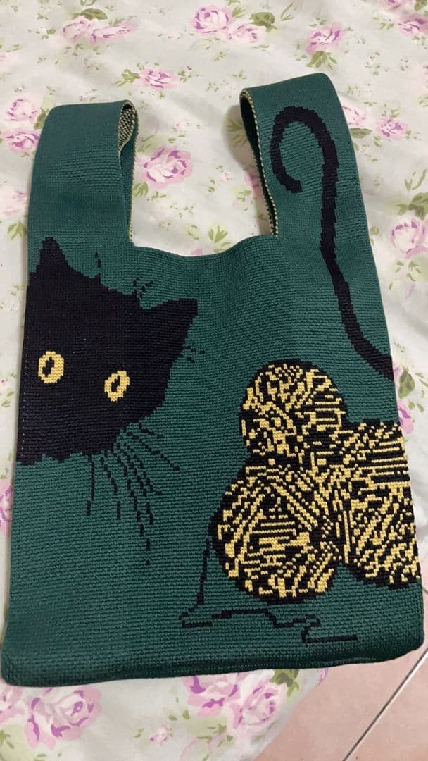 猫と毛糸玉デザインエコバッグ