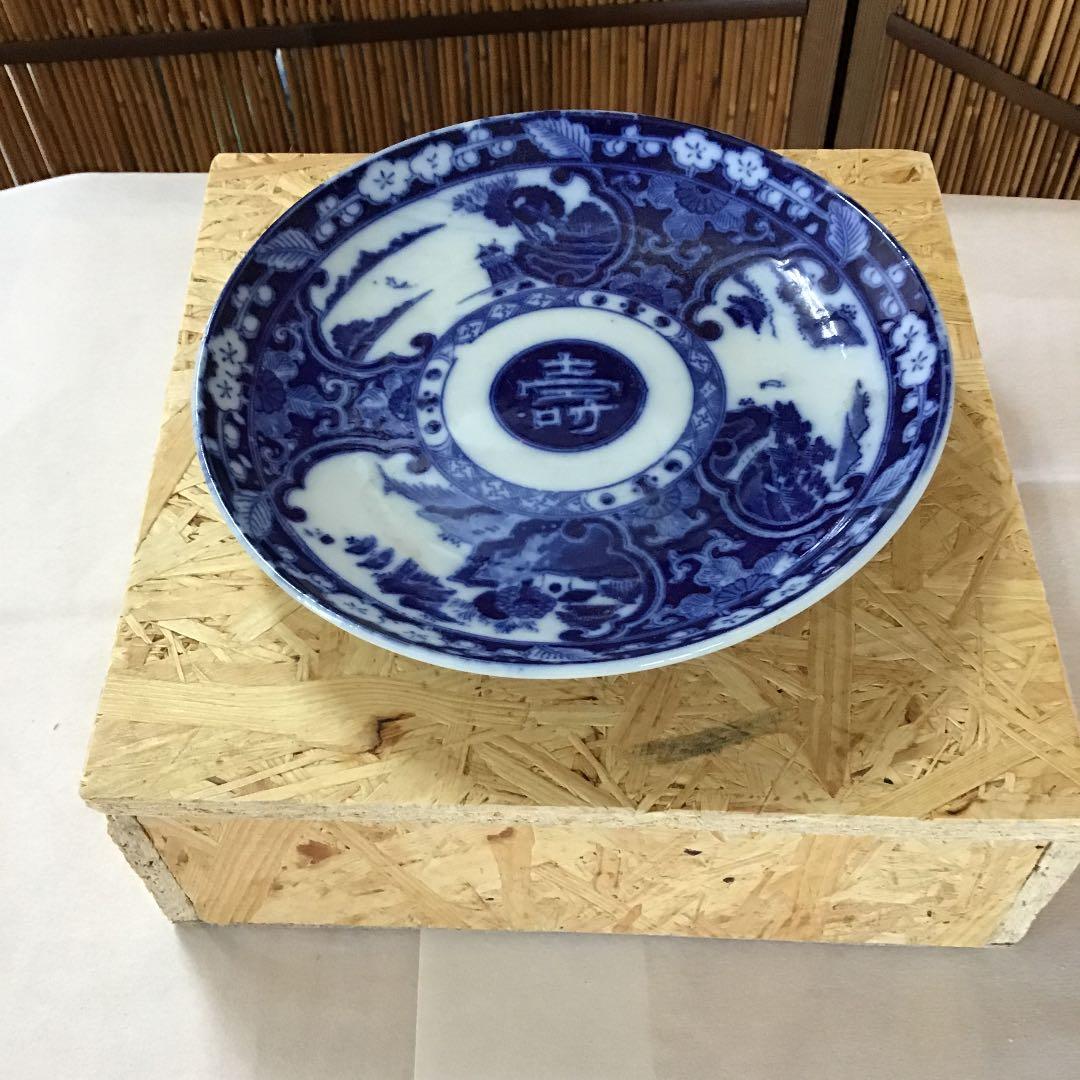 骨董品 茶道具 菓子器 青染付皿 N９２ＫＳ
