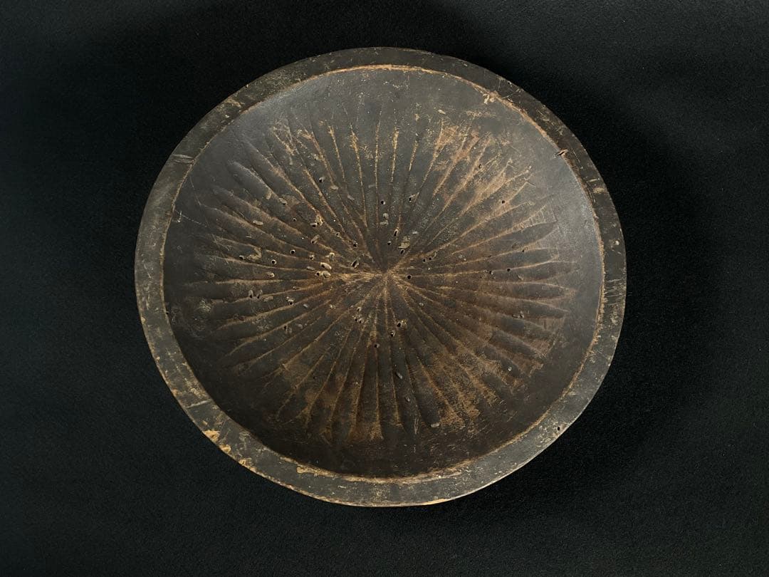 藤原盆　繭盆　まゆ皿　木彫　群馬県水上藤原　外径約2８cm