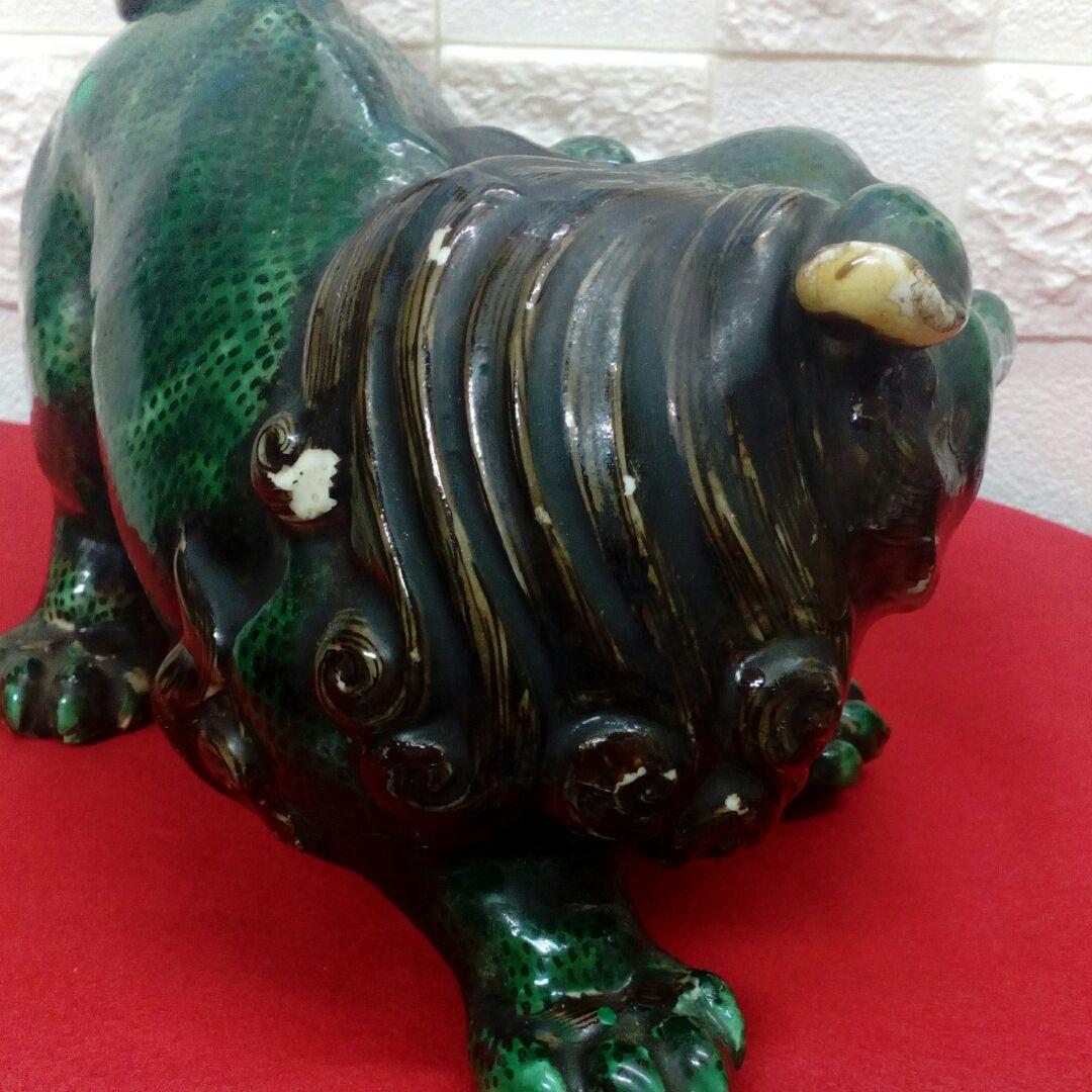 稀少レア珍品江戸時代古陶磁器２６センチ狛犬獅子置物凄まじい迫力満点当時物難有り。