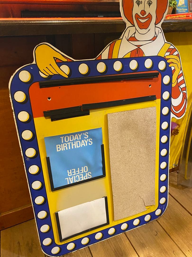 マクドナルド　看板　大型ボード　ヴィンテージ　激レア　ロナルド 店舗