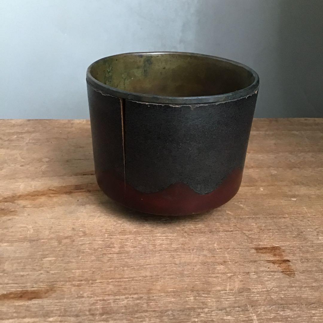珍品　木製本漆塗り　銅製　椀　骨董品　アンティーク