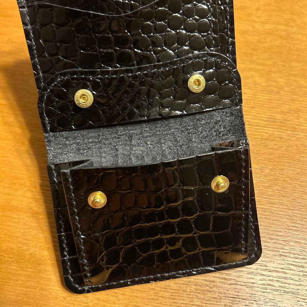 牛革クロコ型押しエナメル　三つ折り　財布　ミドル　ウォレット　メンズ　レディース