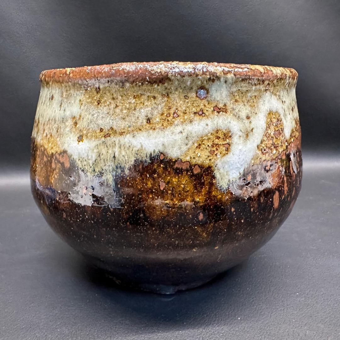 ♡Ec左1002 未使用保管品 廣永陶花 建水 廣永窯 萩茶碗 陶器 木箱 共箱