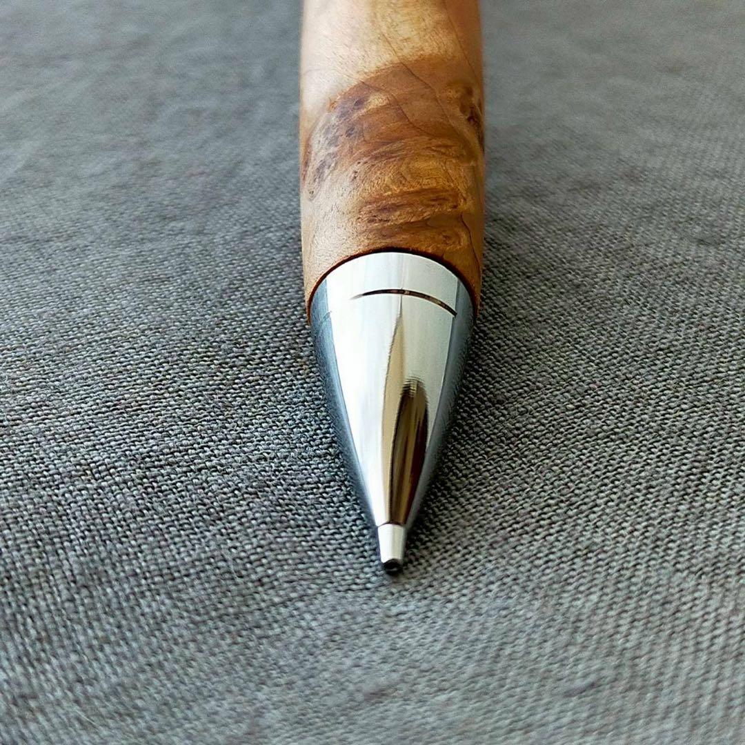 崖柏瘤　ハンドメイド　木軸シャープペン　0.5mm　天然木　シルバー
