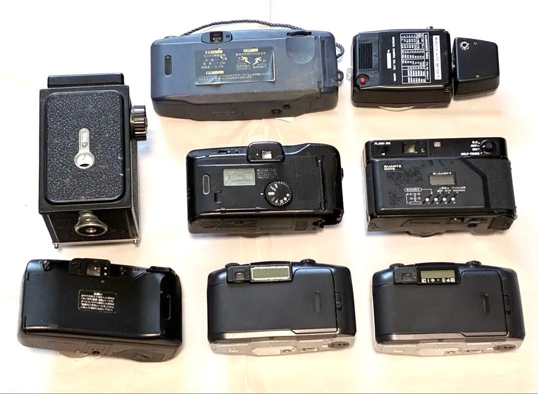【フィルムカメラほか】8台セット（オリンパス／コニカ／リコー／キャノン／フジ他）