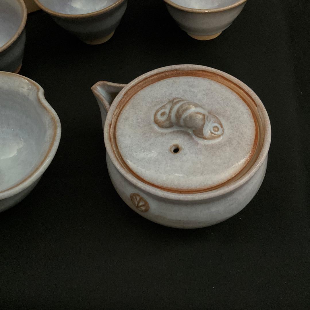 【未使用】均窯釉　正作　煎茶器揃 共箱 宝瓶 湯冷まし 茶碗5客