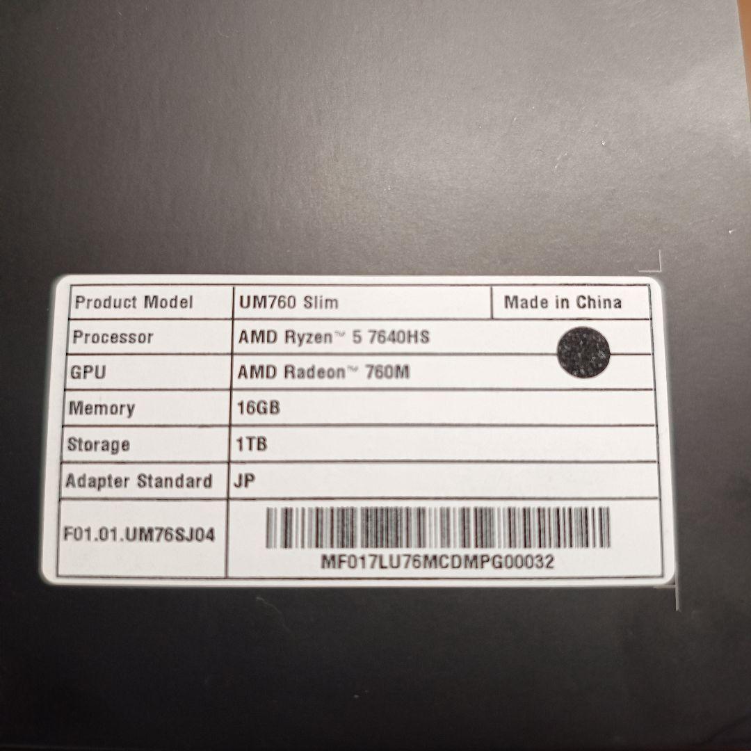 ミニPC Minisforum UM760 Slim 16GB