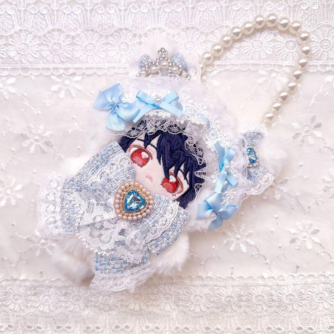 ツイードシリーズ　いつぬい　ちびぐるみ ぬい服　あんスタ　水色　ねこ　白