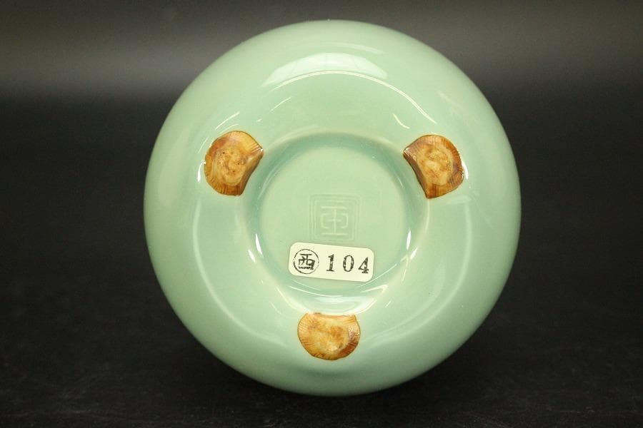 平安玉堂作 青磁香炉 紫檀火屋 瑪瑙 共箱 栞 未使用(ZE753)