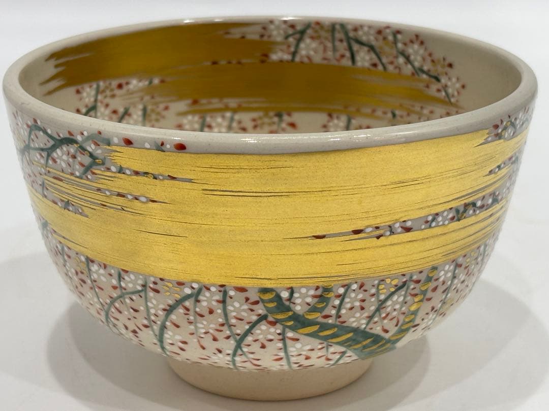 茶道具 膳所焼 色絵枝垂桜茶碗 陽炎園 ぜぜ 茶碗 共箱