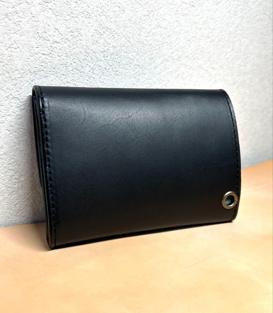 トラッカーウォレット　三つ折り財布　牛革　姫路レザー　コンパクト財布