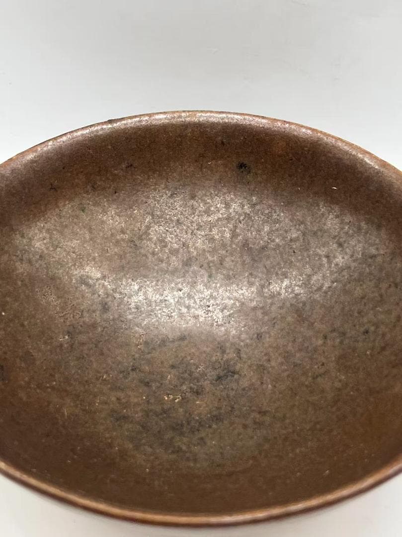 宋時代 吉州窯黒釉茶碗 褐釉斗笠碗 紫口 宋代斗茶茶碗 文人愛用(F-147)