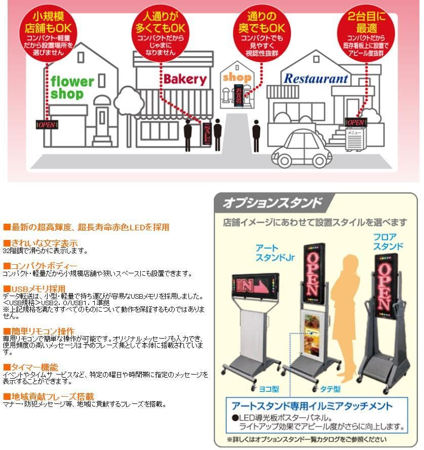 ❤️屋外用　両面LED看板　取付スタンド、NS-RSD31w、リモコン、取説