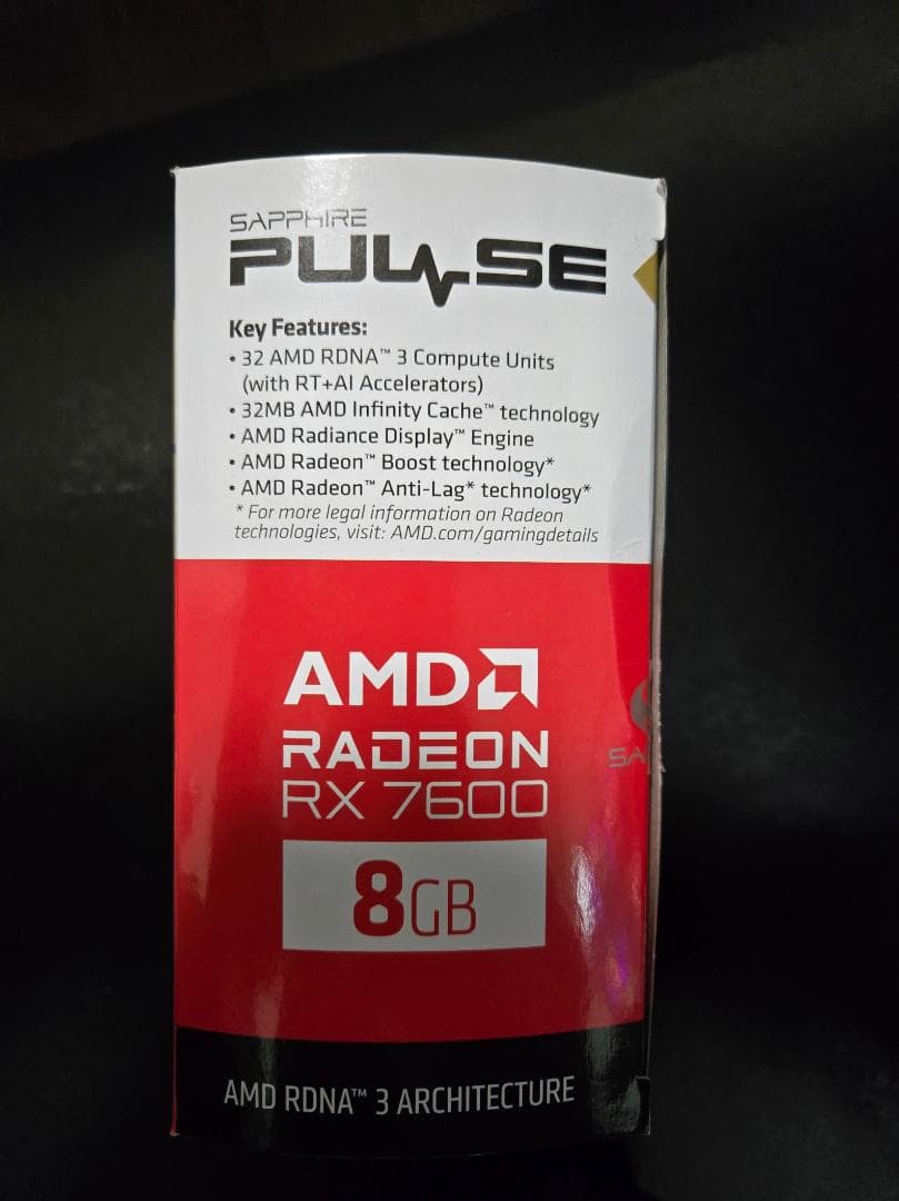 グラフィックボード・グラボ・ビデオカード SAPPHIRE PULSE Radeon RX7600 GAMING 8GB