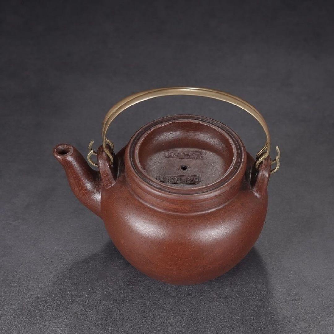 中国茶器 急須 茶の湯 紫砂調 ティーポット 提梁タイプ 約500ml
