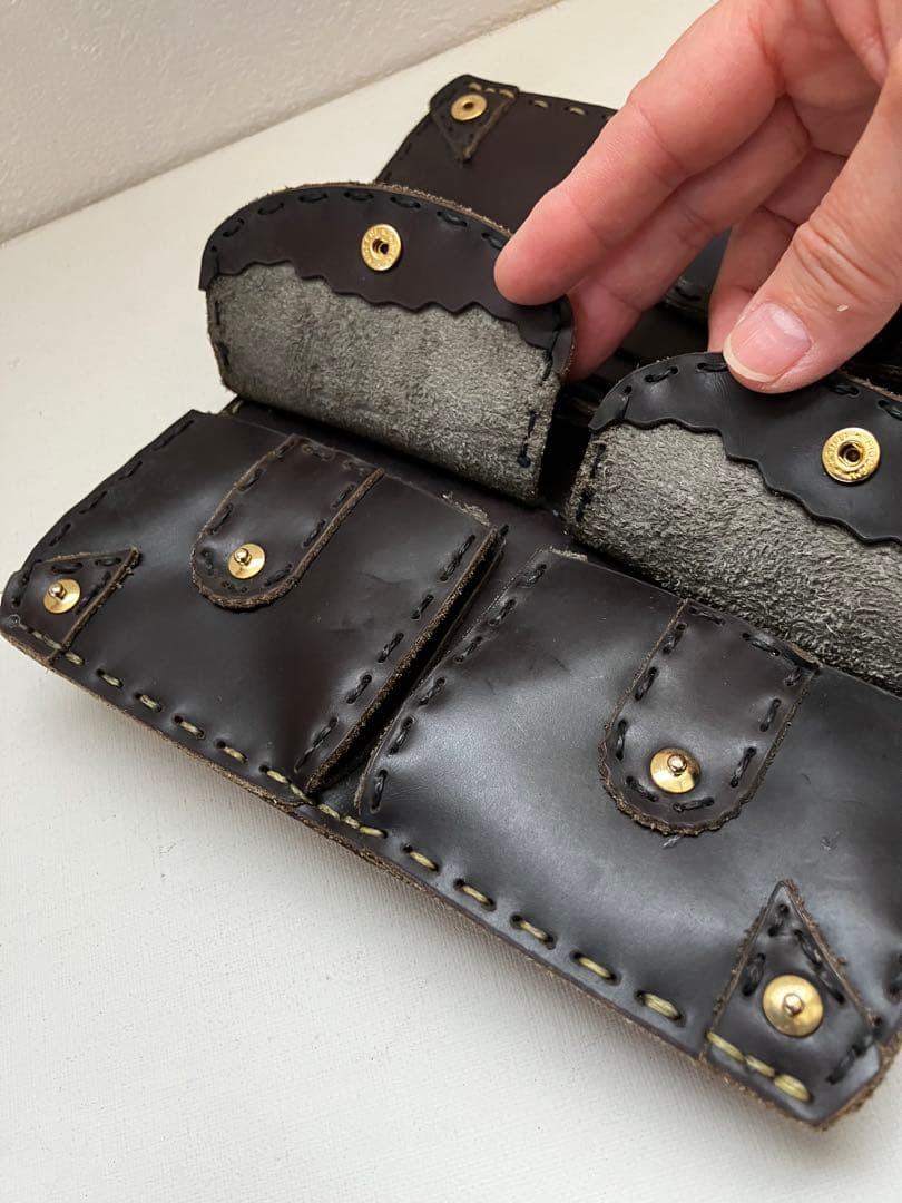 モロッコ　レザー チェック柄 長財布
