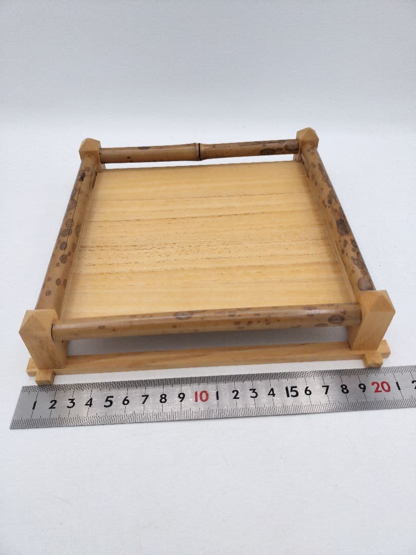 c744 【未使用】干菓子器　欄竹盆 坐忘斎好 紙箱 茶道具 長期保存