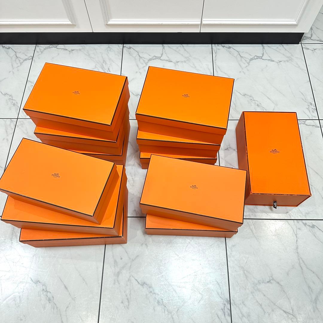 美品 HERMES エルメス オレンジ 空箱 12個セット 正規品 靴 シューズ