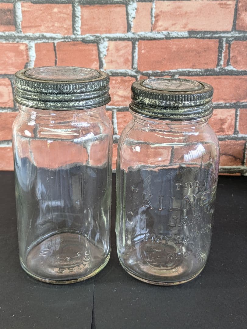 イギリス アンティーク ガラスジャー キルナー KILNER 2本セット