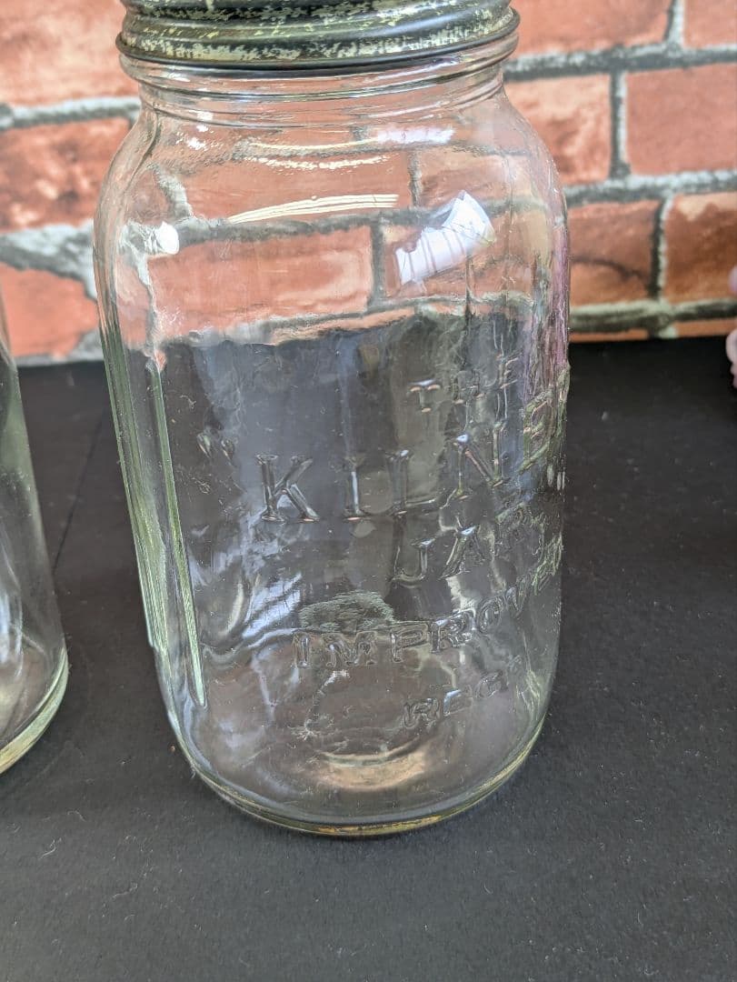 イギリス アンティーク ガラスジャー キルナー KILNER 2本セット