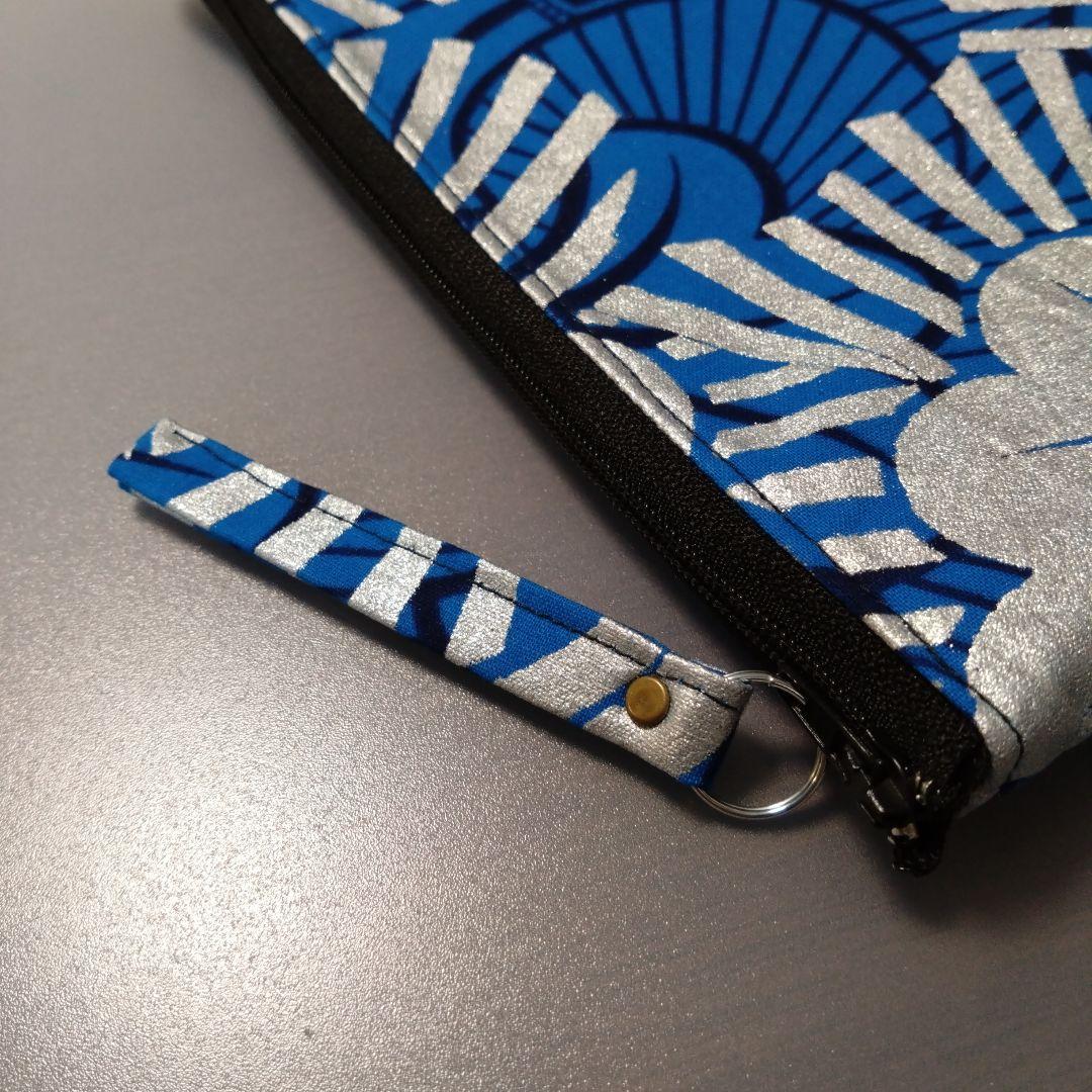 アフリカ布フラットポーチ　ハンドメイド