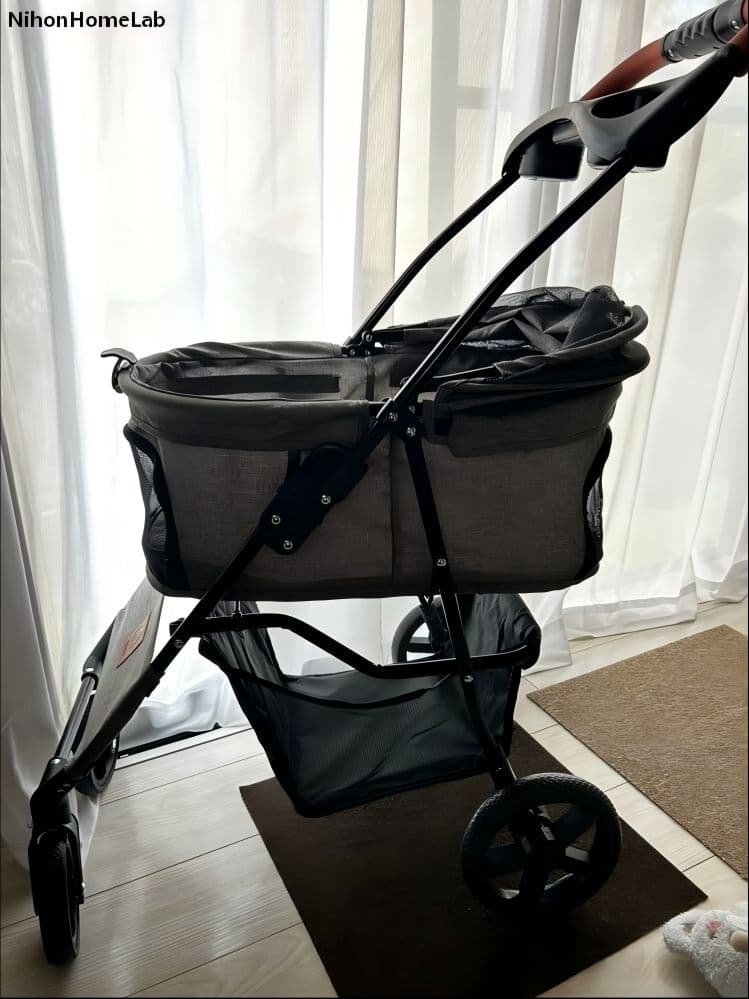 軽量ワンタッチ折り畳みペットカート：360°回転・耐荷重15kg