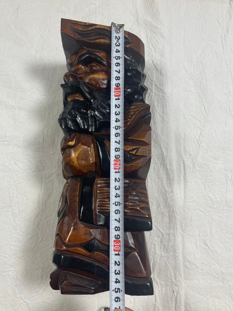 【極美品】北海道 アイヌ 木彫り 人形 夫婦像 一対 高さ35cm 民芸品 彫刻