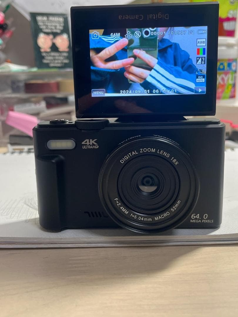デジカメ 4K 6400万画素 デジタルカメラ AFオートフォーカス 2.8イm