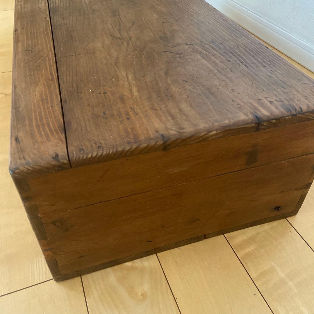 アンティーク木製 蓋付き収納ボックス ／古道具