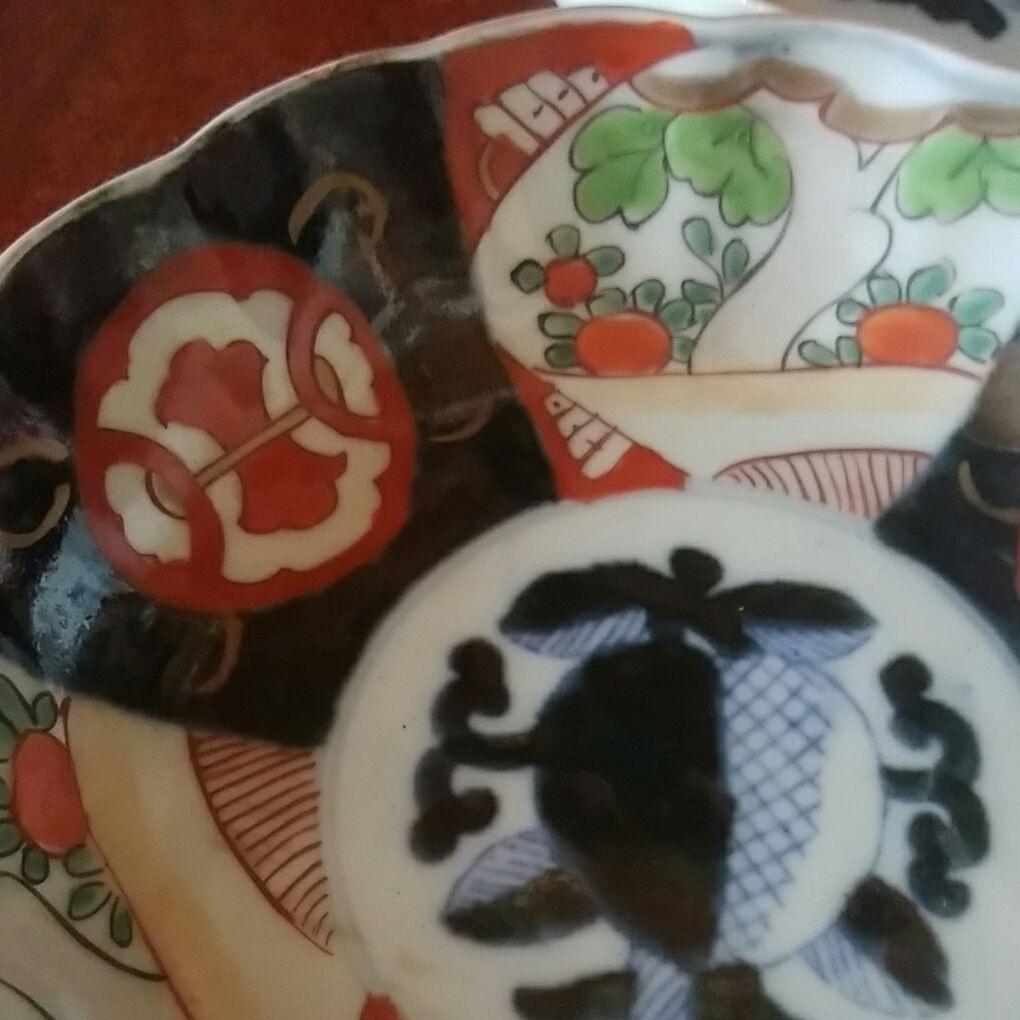 129 　アンティーク　色絵　5寸膾皿　5客