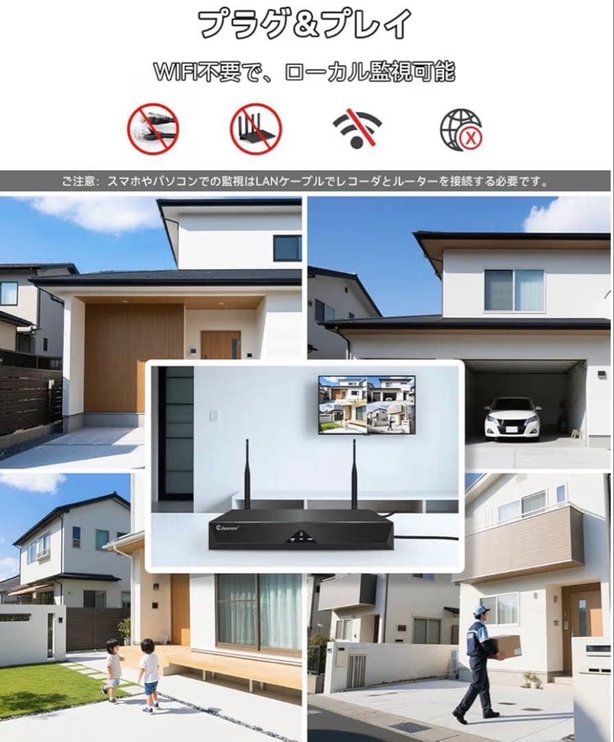防犯カメラ 屋外 800万画素NVR対応 4台セット AI人体検知 自動追尾機能