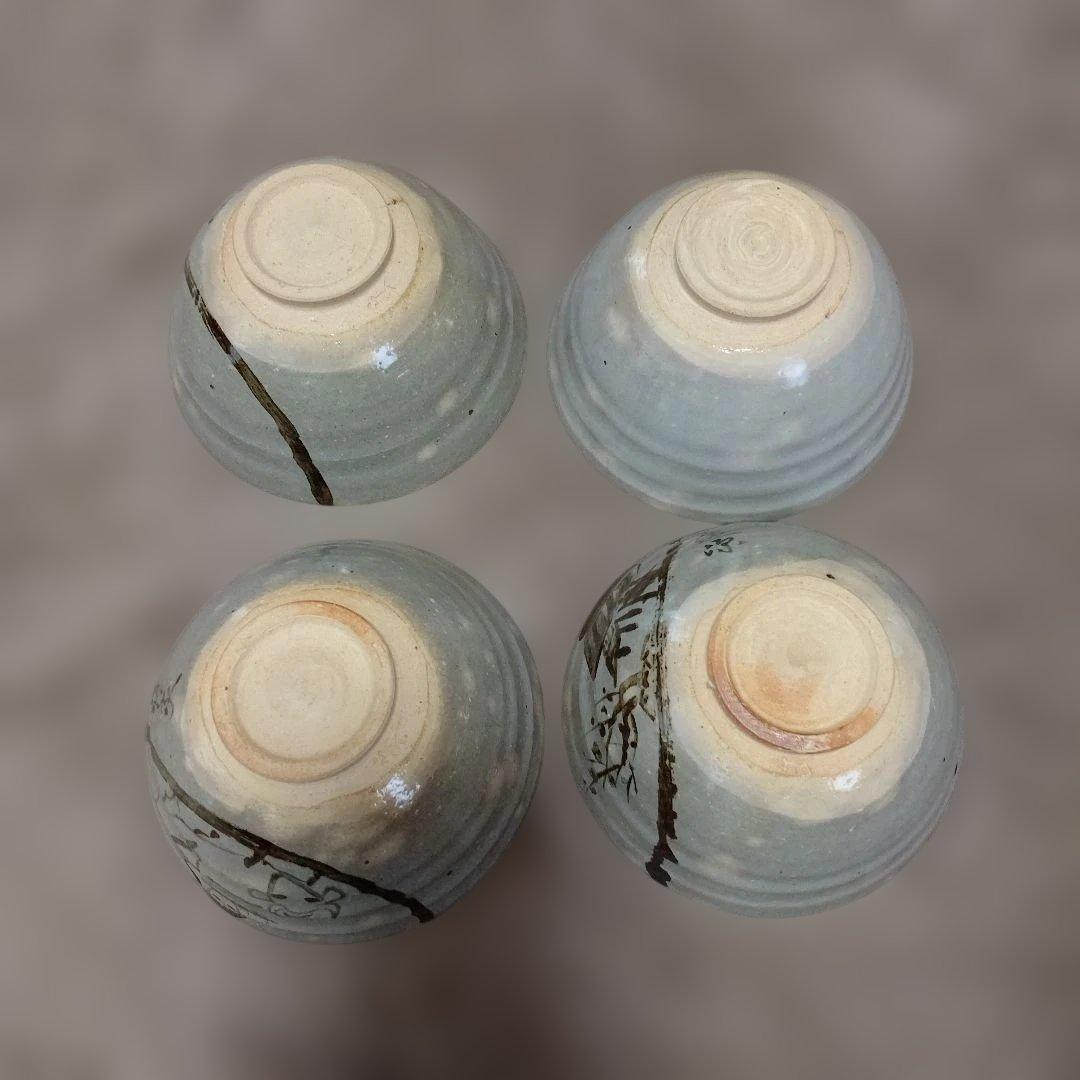 十牛図 茶碗 　信楽壺中窯 保庭楽入 茶道具　4客